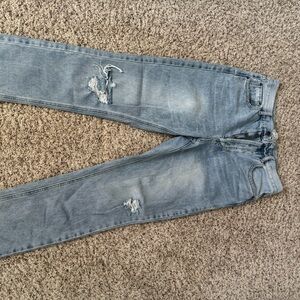 Twelve by Twelve High Rise Distressed Jeans - Light Blue